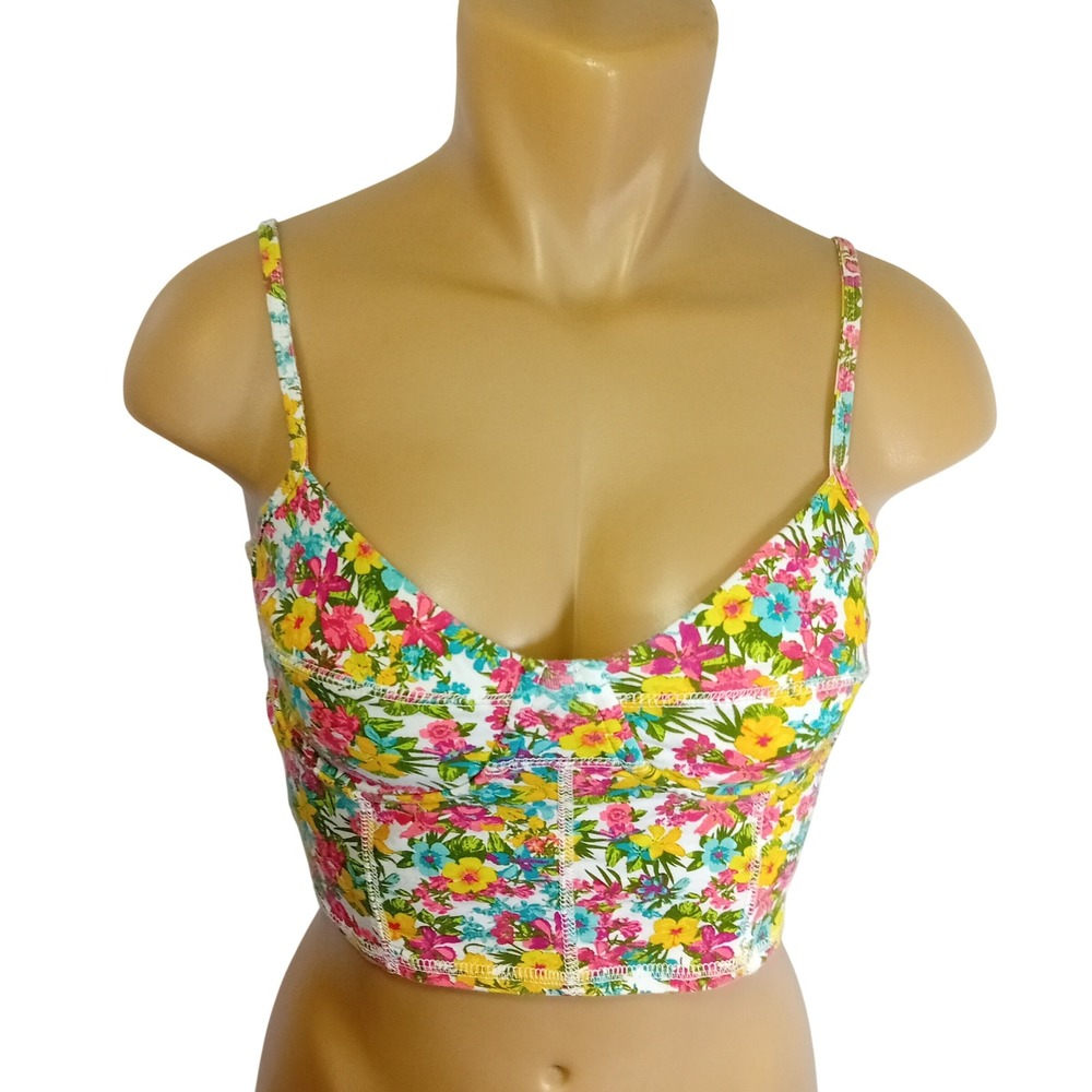 Y2K Garage Floral Print‎ Cami Bustier Crop Top Festival Summer Cottage Party S